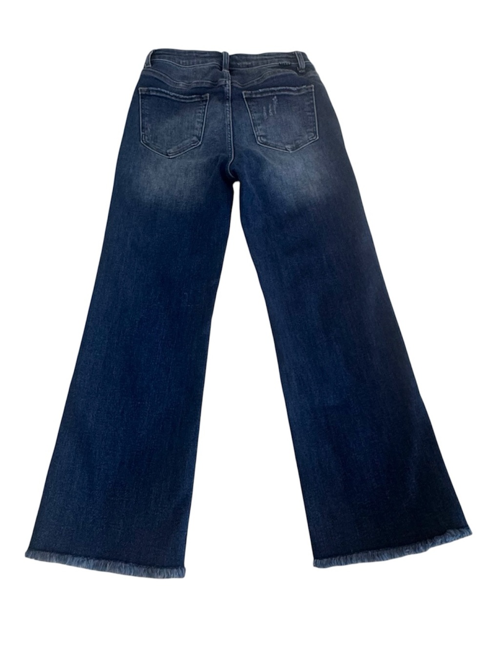 Risen RDP5572 High Rise Wide Straight Crop Raw Hem Jeans Women’s 7/28 Dark Wash - Picture 4 of 9